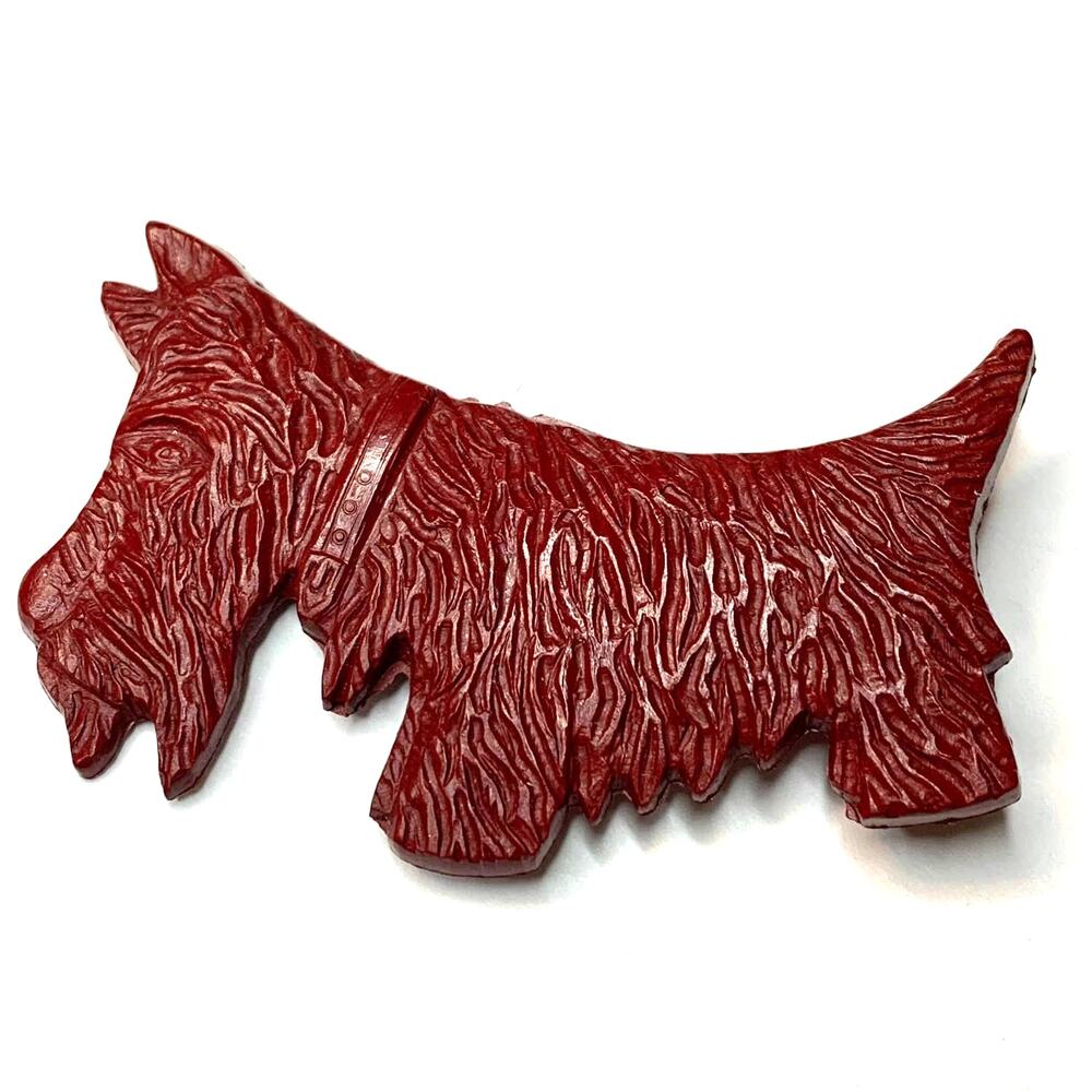 Vintage 1950's Celluloid Scotty Dog Brooch/Pin
